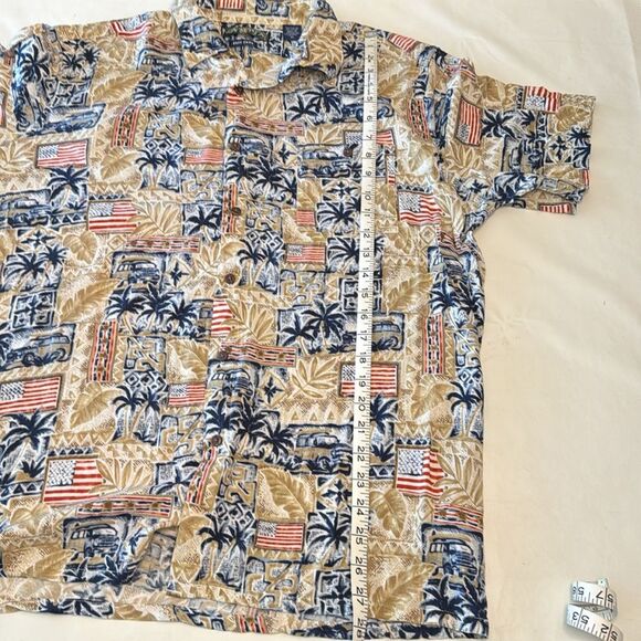 Men’s Campia Button Down Tropical American Flag Shirt, Size XL - Picture 5 of 5